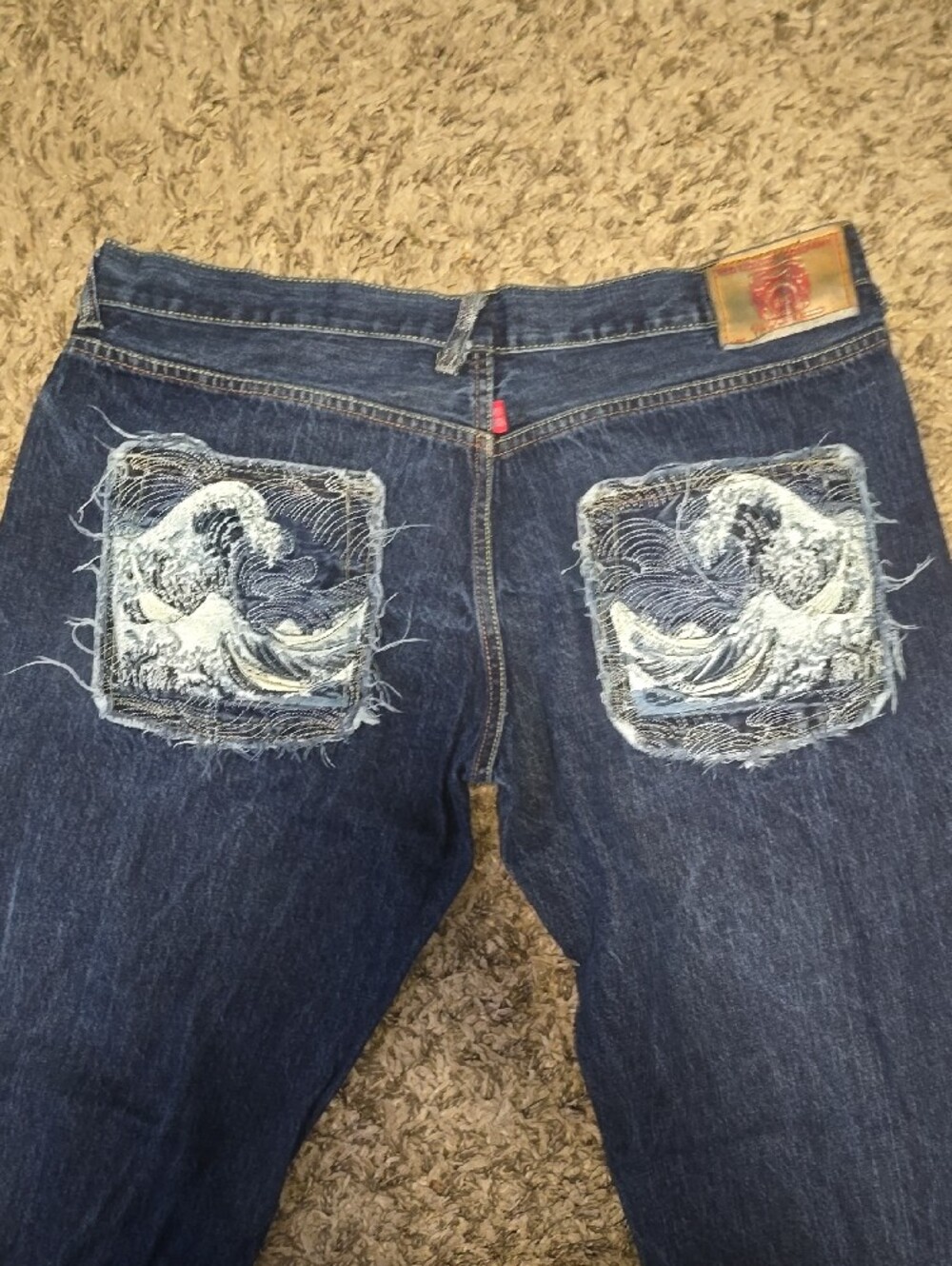 Men's Straight-Leg Red Monkey Jeans in Deep Blue - Picture 6 of 7